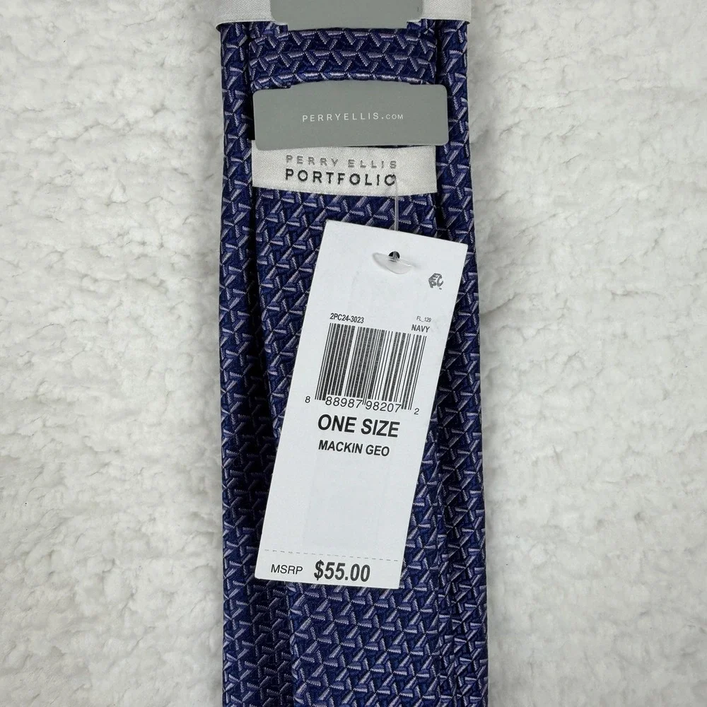 PERRY ELLIS Portfolio Men's 100% Polyester Tie ~ Mackin Geo ~ NEW MSRP: $55.00
